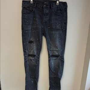 Purple Brand P001 Paint Splatter Distressed Skinny Jeans 36